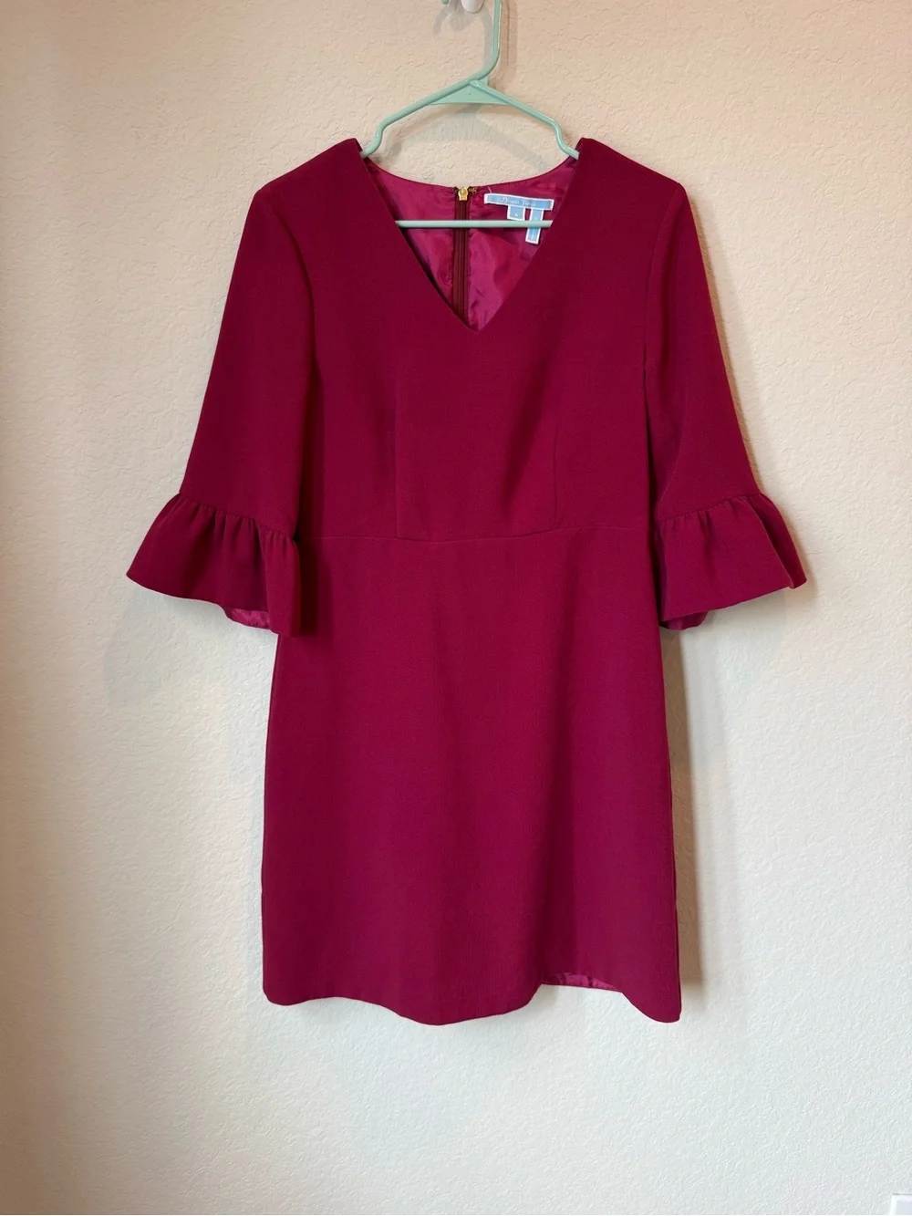 Draper James Raspberry V-Neck Ruffle Sleeve Dress - Picture 1 of 12